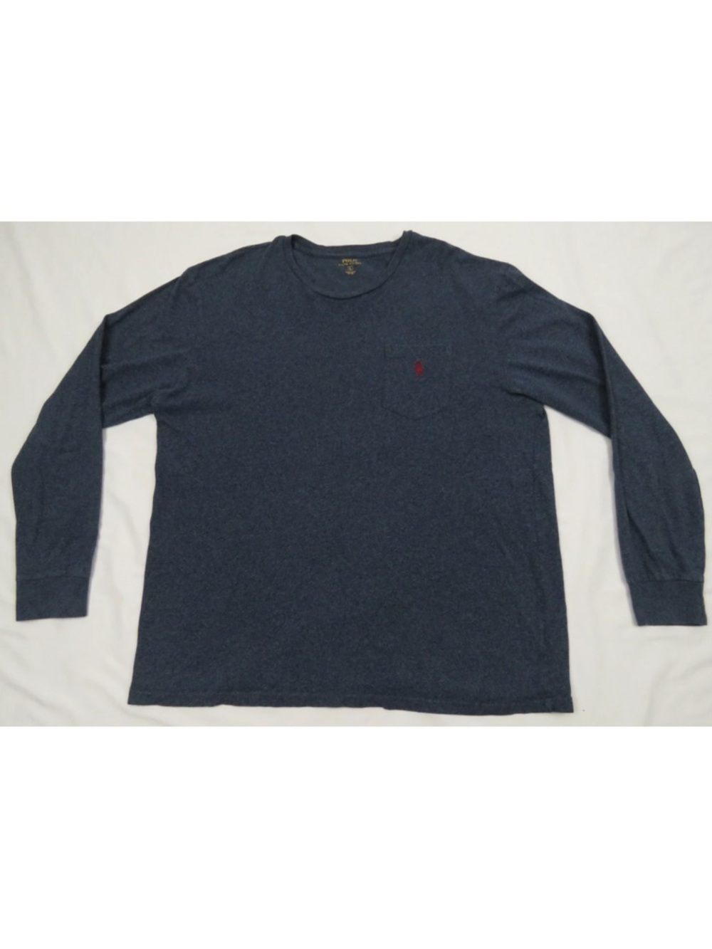 Polo Ralph Lauren Blue Burgundy Pony Long Sleeve Crewneck Pullover T Shirt L